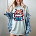 Adorable Book Lover Maine Coon Cat With Reading Glasses Cute Women's Comfort Colors T-Shirt Denim Adorable Book Lover Maine Coon Cat With Reading Glasses Cute Women's Comfort Colors T-Shirt Denim