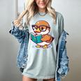Adorable Book Lover Mallard Duck With Reading Glasses Cute Women's Comfort Colors T-Shirt Denim Adorable Book Lover Mallard Duck With Reading Glasses Cute Women's Comfort Colors T-Shirt Denim