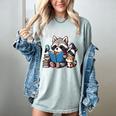 Animals Raccoon Reading Book Librarian Across America Kids Women's Comfort Colors T-Shirt Denim