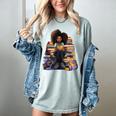 Back To School Afro Melanin Girl Reading Book Bookworm Women's Comfort Colors T-Shirt Denim