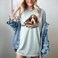 Basset Hound Books Dog Breed Graphic Women's Comfort Colors T-Shirt Denim