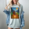 Bigfoot And Alien Reading Books Campfire Halloween Women's Comfort Colors T-Shirt Denim Bigfoot And Alien Reading Books Campfire Halloween Women's Comfort Colors T-Shirt Denim