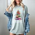 All Booked For Christmas Book Christmas Tree Lights Women's Comfort Colors T-Shirt Denim