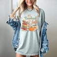 All Booked For Fall Books Coffee Fall Leaves Pumpkins Autumn Women's Comfort Colors T-Shirt Denim