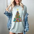 Bookmas Christmas Book Tree Book Lover English Teacher Women's Comfort Colors T-Shirt Denim
