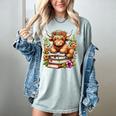 Bookworm Cute Highland Cow Reading Book Women's Comfort Colors T-Shirt Denim