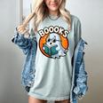 BOOOKS Cute Ghost Reading Books Halloween Women's Comfort Colors T-Shirt Denim BOOOKS Cute Ghost Reading Books Halloween Women's Comfort Colors T-Shirt Denim