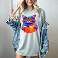 Cat Book Shirt Colorful Cat Reading Book Women's Comfort Colors T-Shirt Denim Cat Book Shirt Colorful Cat Reading Book Women's Comfort Colors T-Shirt Denim