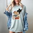 Cat And Books Flowers Reading Club Cat Lover Bookworm Women's Comfort Colors T-Shirt Denim