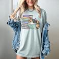 Cat On Books Pets Cats Reading Book Nerd Read Reader Bookcat Women's Comfort Colors T-Shirt Denim