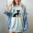 Cat Midcentury With Book And Coffee Atomic Age Mid Century Women's Comfort Colors T-Shirt Denim Cat Midcentury With Book And Coffee Atomic Age Mid Century Women's Comfort Colors T-Shirt Denim