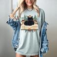 Cat On Open Book Mushrooms Ferns Dark Academia Women's Comfort Colors T-Shirt Denim