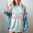 Cats Books And Coffee Women's Comfort Colors T-Shirt Denim
