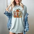 Christmas Book Pumpkin Reading Holiday Lovers Teacher Women's Comfort Colors T-Shirt Denim