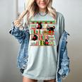 Christmas Cat Santa Bookshelves Book Lover Reader Women's Comfort Colors T-Shirt Denim