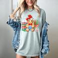 Christmas Gingerbread Man Reading Book Snowflake Teacher Women's Comfort Colors T-Shirt Denim