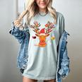 Christmas Librarian Reindeer Xmas Book Teachers Love Reading Women's Comfort Colors T-Shirt Denim