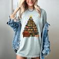 Christmas Tree Bookshelf Book Lover Library Women's Comfort Colors T-Shirt Denim