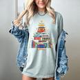 Christmas Tree Made Of Books Librarian Reader Holiday Women's Comfort Colors T-Shirt Denim