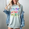 Color Our World Summer Reading 2025 Boho Wildflower Book Women's Comfort Colors T-Shirt Denim