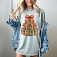 Coquette Christmas Book Tree Xmas Lights Librarian Teacher Women's Comfort Colors T-Shirt Denim Coquette Christmas Book Tree Xmas Lights Librarian Teacher Women's Comfort Colors T-Shirt Denim