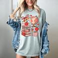 Coquette Teacher School Supplies Bows Books Globe Apple Cute Women's Comfort Colors T-Shirt Denim