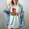 Cozy Gingerbread Christmas Reading Book Xmas Snowflakes Fall Women's Comfort Colors T-Shirt Denim