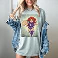 The Crimson Crescent 90s Retro Comic Book Superheroine Art Women's Comfort Colors T-Shirt Denim The Crimson Crescent 90s Retro Comic Book Superheroine Art Women's Comfort Colors T-Shirt Denim