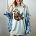 Cute Book Sea Otter Women's Comfort Colors T-Shirt Denim