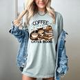 Cute Coffee Cats Books Lover Idea Women Men Kids Women's Comfort Colors T-Shirt Denim