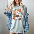 Cute Cozy Ghost Reading With Cat Book Lover Autumn Fall Women's Comfort Colors T-Shirt Denim Cute Cozy Ghost Reading With Cat Book Lover Autumn Fall Women's Comfort Colors T-Shirt Denim