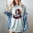 Cute Dog Basset Hound Reading Book Women's Comfort Colors T-Shirt Denim