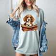 Cute Dog Beagle Reading Book Women's Comfort Colors T-Shirt Denim