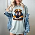Cute Dog English Bulldog Reading Book Women's Comfort Colors T-Shirt Denim