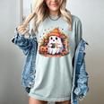 Cute Ghost Drinking Coffee Halloween Reading Book Retro Women's Comfort Colors T-Shirt Denim Cute Ghost Drinking Coffee Halloween Reading Book Retro Women's Comfort Colors T-Shirt Denim
