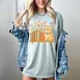 Cute Kawaii Cat Books Flowers Women's Comfort Colors T-Shirt Denim