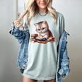 Cute Kitten Bookworm Adorable Cat With Glasses Reading Book Women's Comfort Colors T-Shirt Denim