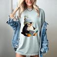 Cute Penguin Reading Book Faux-Crochet Print Women's Comfort Colors T-Shirt Denim