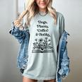 Dogs Plants Coffee Books Book Lover Dog Lover Reading Women's Comfort Colors T-Shirt Denim