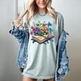 Enchanted Open Book With Blooming Flowers Women's Comfort Colors T-Shirt Denim Enchanted Open Book With Blooming Flowers Women's Comfort Colors T-Shirt Denim