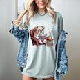 English Bulldog Dog Reading Book 67 Six Seven Meme Women's Comfort Colors T-Shirt Denim