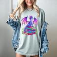 Fantasy Dragon Reading Books Bookworm Women's Comfort Colors T-Shirt Denim Fantasy Dragon Reading Books Bookworm Women's Comfort Colors T-Shirt Denim