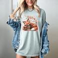 Fox And Book Lover Graphic For Women And Spring Pink Flower Women's Comfort Colors T-Shirt Denim