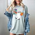 Ghost Reading Books Halloween Library Women's Comfort Colors T-Shirt Denim