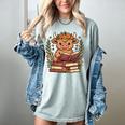 Highland Cow Reading Book Graphic Cow With Book Floral Women's Comfort Colors T-Shirt Denim Highland Cow Reading Book Graphic Cow With Book Floral Women's Comfort Colors T-Shirt Denim