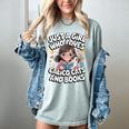 Kawaii Cat And Books Just A Girl Who Loves Both Women's Comfort Colors T-Shirt Denim Kawaii Cat And Books Just A Girl Who Loves Both Women's Comfort Colors T-Shirt Denim