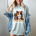 Kawaii Feline Book Reading Read Books Pet My Calico Cat Men Women Women's Comfort Colors T-Shirt Denim