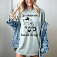 Life Is Better With Books Cats And Coffee Shirt Women's Comfort Colors T-Shirt Denim