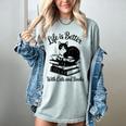 Life Is Better With Cats & Books Tuxedo Cat Mom Women Women's Comfort Colors T-Shirt Denim Life Is Better With Cats & Books Tuxedo Cat Mom Women Women's Comfort Colors T-Shirt Denim