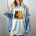 Life Is Better With Cats And Books Cute Cat Lover Women's Comfort Colors T-Shirt Denim